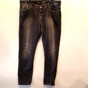 Vintage Y2K Plus Size Black Jeans  Slim Cut Distressed Skinny Cuff Size 18